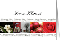 Illinois State specific card red, black & white Winter collage card