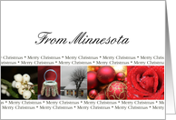 Minnesota State specific card red, black & white Winter collage card