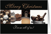 From all of us in the company Merry Christmas sepia, black & white Winter collage card