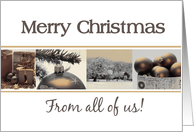 From all of us Merry Christmas sepia, black & white Winter collage card