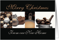New Home announcement Merry Christmas sepia, black & white Winter collage card