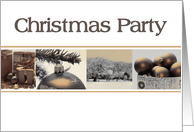 Christmas Party Invitation, sepia, black & white Winter collage card