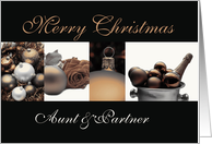 Aunt & Partner Merry Christmas, sepia, black & white Winter collage card