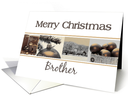 Brother Merry Christmas, sepia, black & white Winter collage card