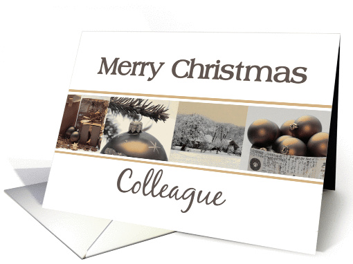 Collleague Merry Christmas, sepia, black & white Winter collage card