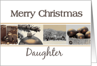 Daughter Merry Christmas, sepia, black & white Winter collage card