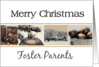 Foster Parents Merry Christmas, sepia, black & white Winter collage card