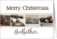 Godfather Merry Christmas, sepia, black & white Winter collage card