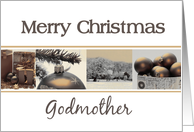Godmother Merry Christmas, sepia, black & white Winter collage card