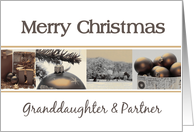 Granddaughter & Partner Merry Christmas, sepia, black & white Winter collage card