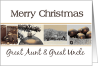 Great Aunt & Great Uncle Merry Christmas, sepia, black & white Winter collage card