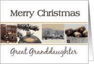 Great Granddaughter Merry Christmas, sepia, black & white Winter collage card
