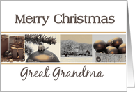 Great Grandma Merry Christmas, sepia, black & white Winter collage card