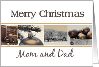 Mom & Dad Merry Christmas, sepia, black & white Winter collage card
