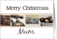 Mum Merry Christmas, sepia, black & white Winter collage card