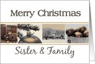 Sister & Family Christmas sepia black white Winter collage card