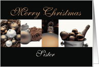 Sister Merry Christmas sepia black white Winter collage card