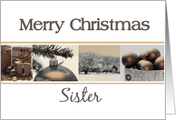 Sister Merry Christmas sepia black white Winter collage card