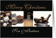 Son & Partner Merry Christmas sepia black white Winter collage card