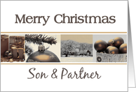 Son & Partner Merry Christmas sepia black white Winter collage card