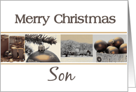 Son Merry Christmas sepia black white Winter collage card