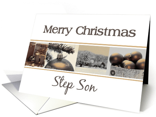 Step Son Merry Christmas sepia black white Winter collage card