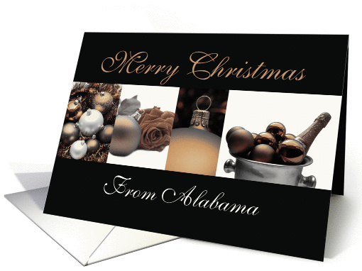 Alabama State specific Merry Christmas card - sepia black... (869457)