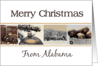 Alabama State specific Merry Christmas card - sepia black white Winter collage card