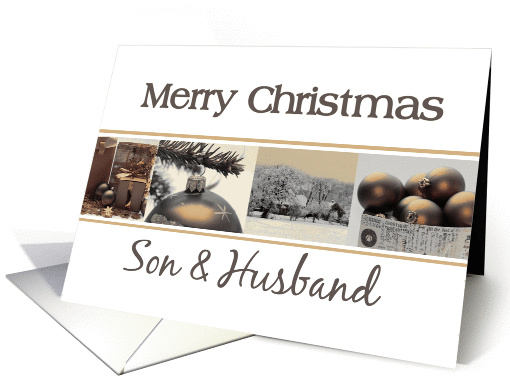 Son & Husband Merry Christmas, sepia Winter collage card (873189)