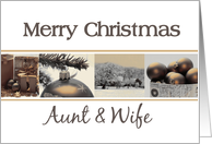 Aunt & Wife Merry Christmas, sepia Winter collage card