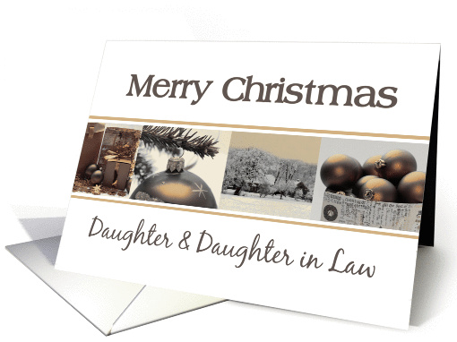 Daughter & Daughter in Law Merry Christmas, sepia Winter collage card