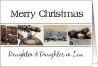 Daughter & Daughter in Law Merry Christmas, sepia Winter collage card