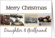 Daughter & Girlfriend Merry Christmas, sepia Winter collage card