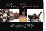 Daughter & Wife Merry Christmas, sepia Winter collage card