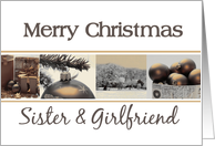 Sister & Girlfriend Merry Christmas, sepia Winter collage card