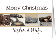 Sister & Wife Merry Christmas, sepia Winter collage card