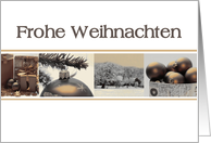 German Merry Christmas, sepia Winter collage card