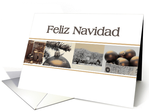 Spanish Merry Christmas, sepia Winter collage card (874030)