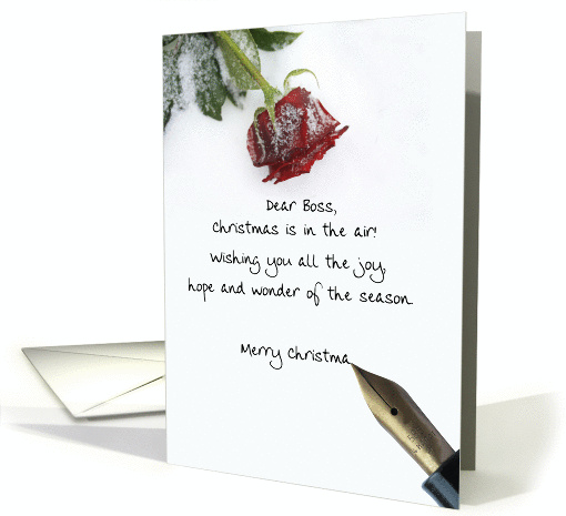 christmas letter on snow rose paper to Boss card (880078)