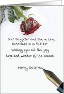christmas letter on snow rose paper to Daugher & Son in Law card