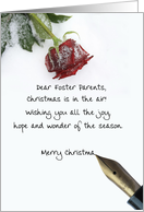 christmas letter on snow rose paper to Foster Parents card