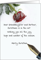 christmas letter on snow rose paper to Granddaughter & Partner card