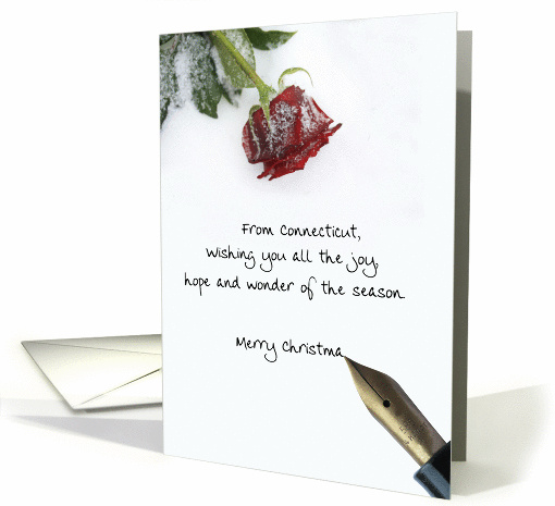 Connecticut christmas letter on snow rose paper card (882772)