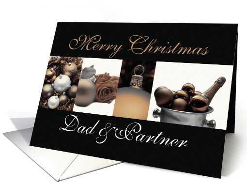 Dad & Partner - Merry Christmas card Sepia Winter collage card