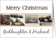 Goddaughter & Husband - Merry Christmas card Sepia Winter collage card