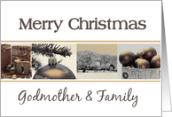 Godmother & Family - Merry Christmas card Sepia Winter collage card