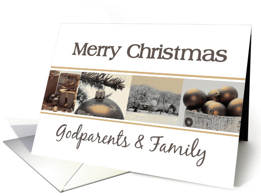 Godparents & Family - Merry Christmas card Sepia Winter collage card