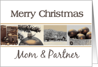 Mom & Partner - Merry Christmas card Sepia Winter collage card