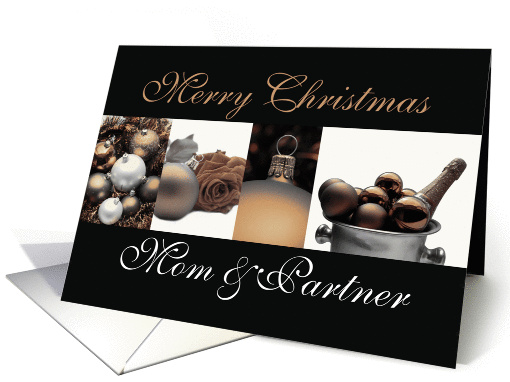 Mom & Partner - Merry Christmas card Sepia Winter collage card