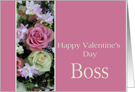 Boss Happy Valentine’s Day pink and white roses card